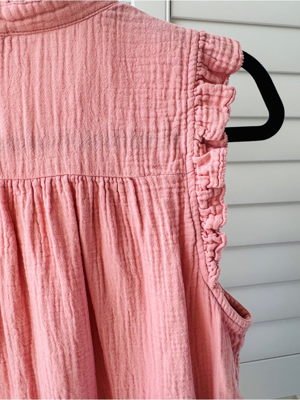 J.Crew Double Gauze Ruffle Henley Sleeveless Top - Pink - Medium - Picture 7 of 9